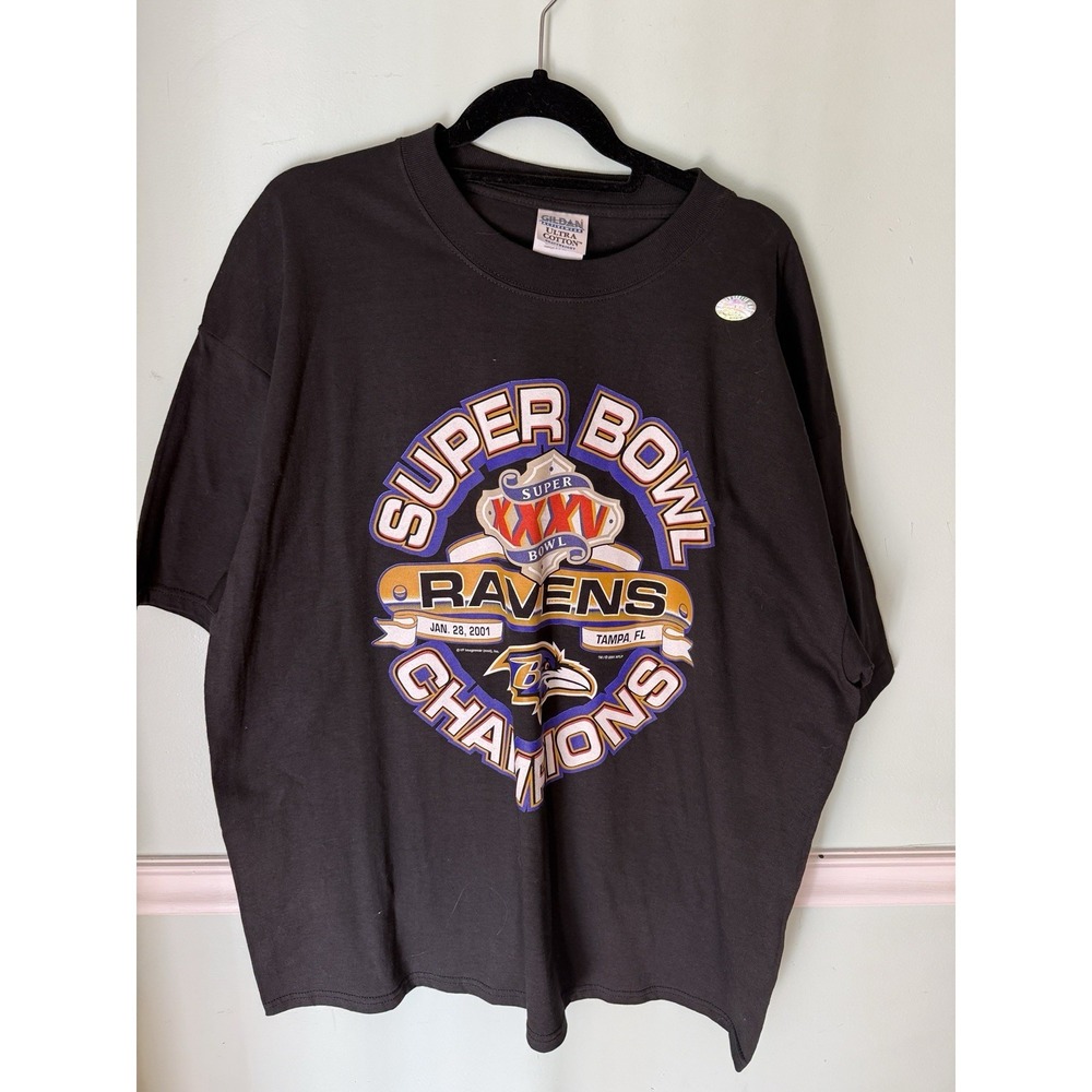 Vtg‎ Gildan Sports Baltimore Ravens Super Bowl XXXV Champions Shirt Sz XXL